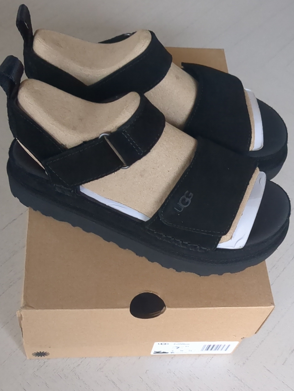 New UGG Goldenstar Sandals Size 7 Black - Picture 2 of 10
